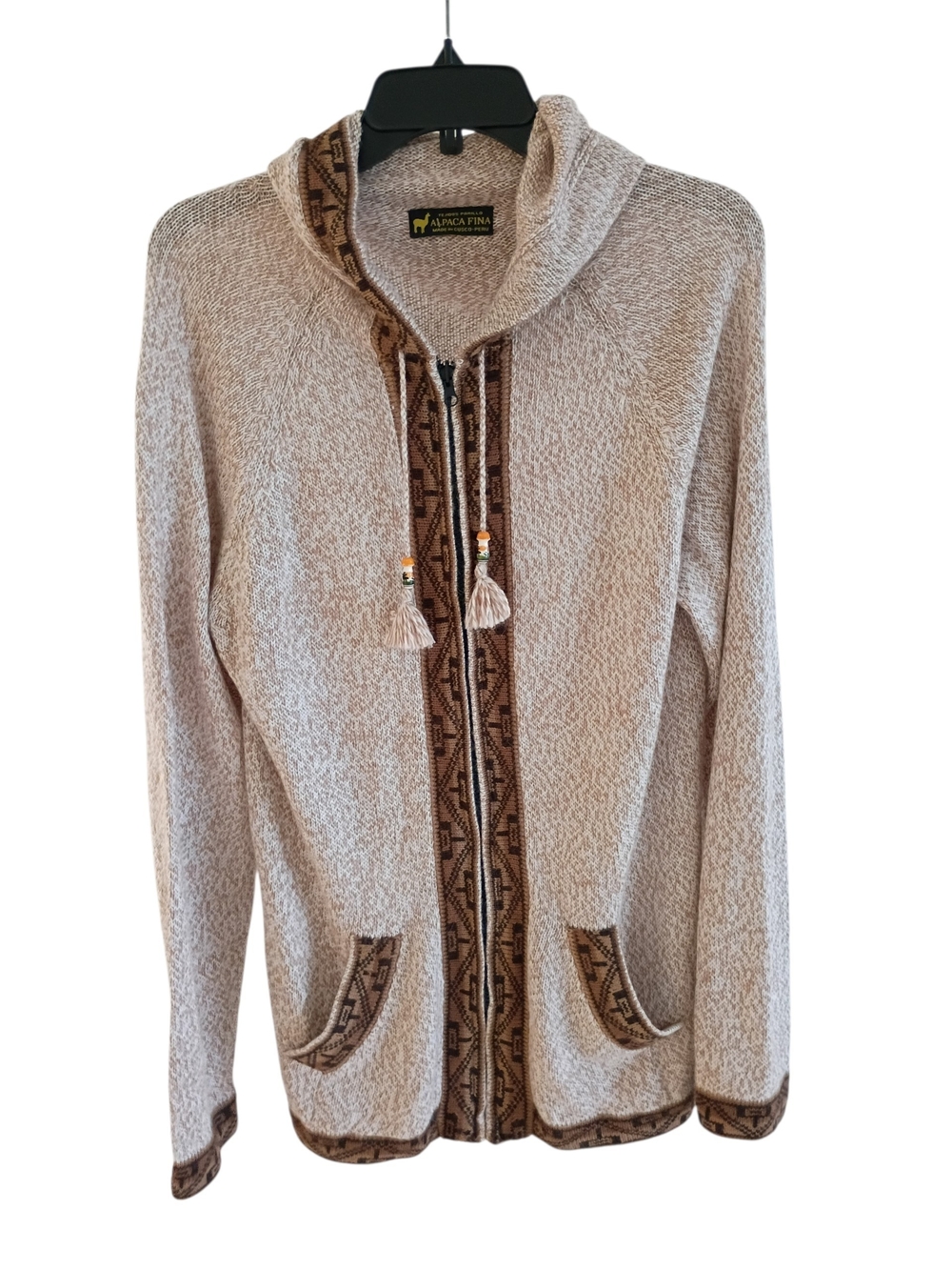 Alpaca Fina Sweater Unisex Men's Medium Aztec Geometric Hoodie Sweater